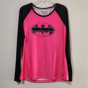 Under Armour Batman Top Hot Pink and Black Long Sleeve